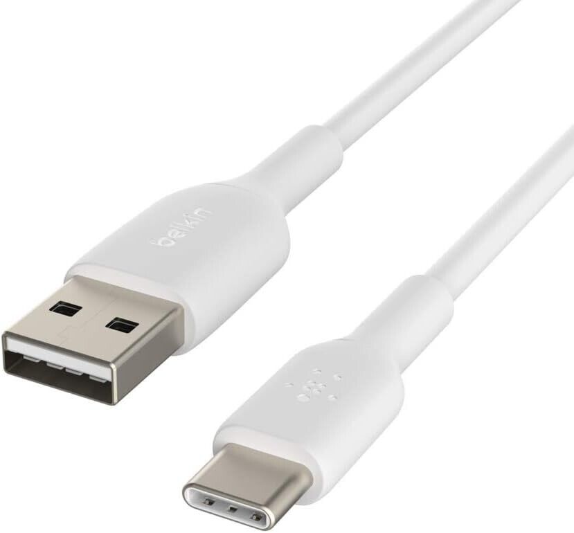 Belkin CAB001BT1MWH 3.3FT (1M) BoostCharge USB-C to USB-A WHITE Cord Cable