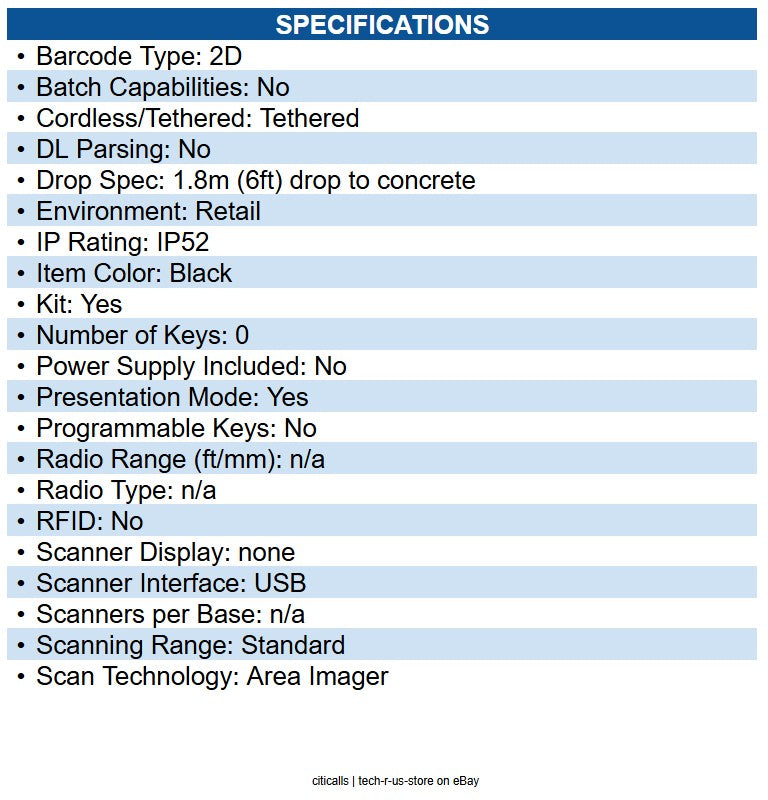 NCR 2356-4608-0000 NCR, Area Imager Standard Range Scanner, Twilight Black