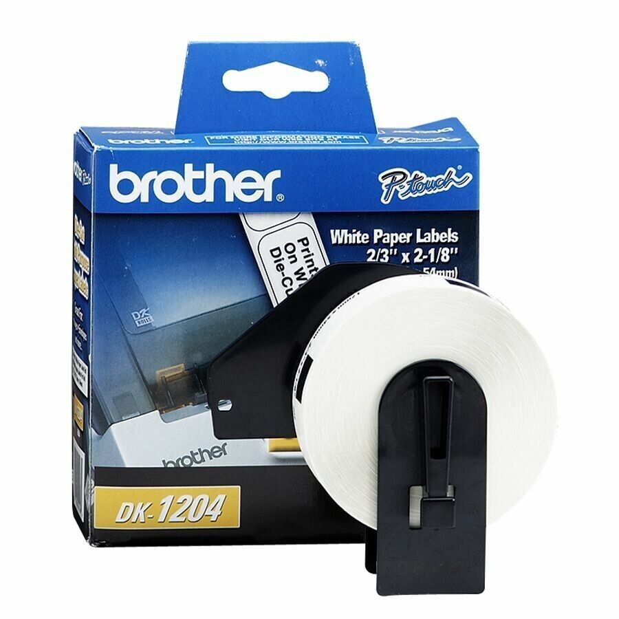 Brother DK1204 2.12" x.66" Rectangle White Paper Label 400/Roll DIrect Thermal