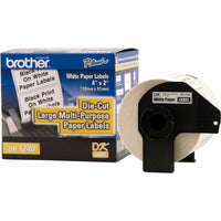 Brother DK1240 2" x 4" Rectangle White Paper Label 600/Roll Direct Thermal