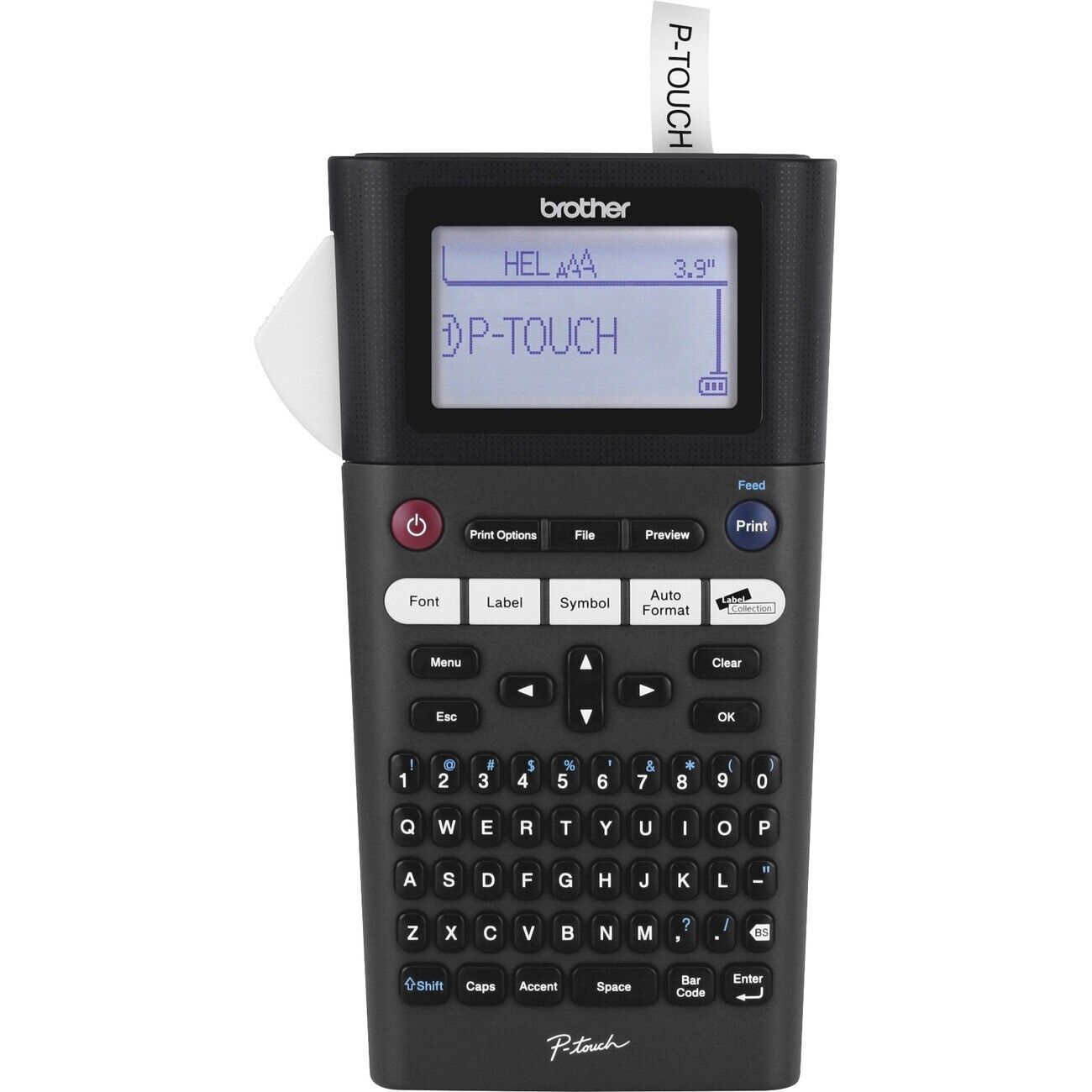 Brother PTH300 Handheld Labeler QWERTY LCD OneTouch Format w Battery Wrist Strap