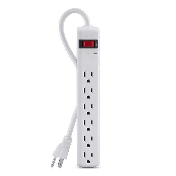 Belkin F5C047 6 Outlet Surge Protector Power Strip w 3FT Cord WHITE 120 vAC