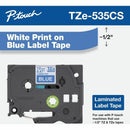 Brother TZE535CS P-Touch 1/2"x26.2 WHITE on BLUE Laminated Label Tape Cartridge