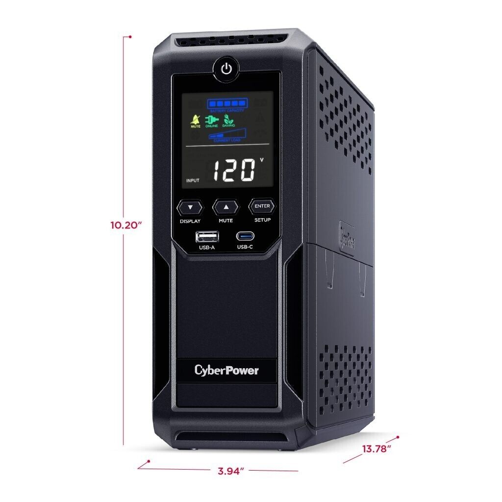 CyberPower CP1350AVRLCD3 6+6 Outlets Intelligent LCD UPS System 1350VA 1500J USB