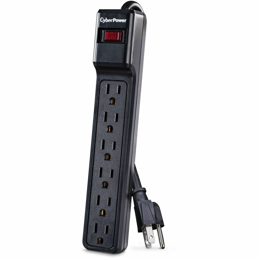 CyberPower CSB6012 6 Outlet Essential Surge Protection 800V 1200J 12FT Cord BLCK