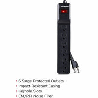 CyberPower CSB6012 6 Outlet Essential Surge Protection 800V 1200J 12FT Cord BLCK