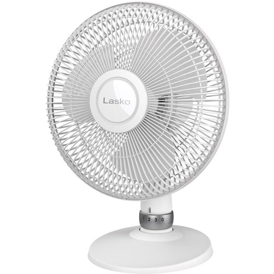 Lasko D12225 18"x14" Table Fan Oscilatting Tilt Quiet 3 Speed Carry Small WHITE