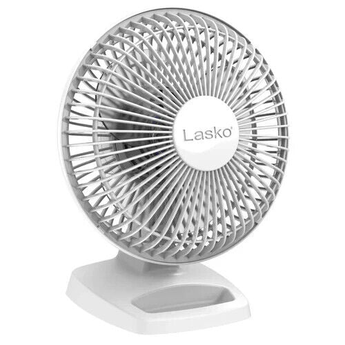 Lasko 2002W 6" Personal Desk Fan Pivoting Head Quiet Portable Easy Grip WHITE