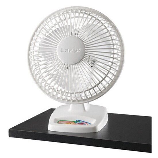Lasko 2002W 6" Personal Desk Fan Pivoting Head Quiet Portable Easy Grip WHITE
