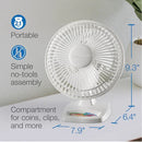 Lasko 2002W 6" Personal Desk Fan Pivoting Head Quiet Portable Easy Grip WHITE