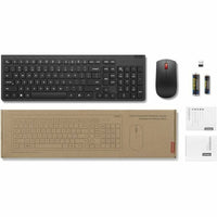 Lenovo 4X31N50708 Wireless Keyboard Mouse Optical 1600 dpi 3 Btn Scroll BLACK