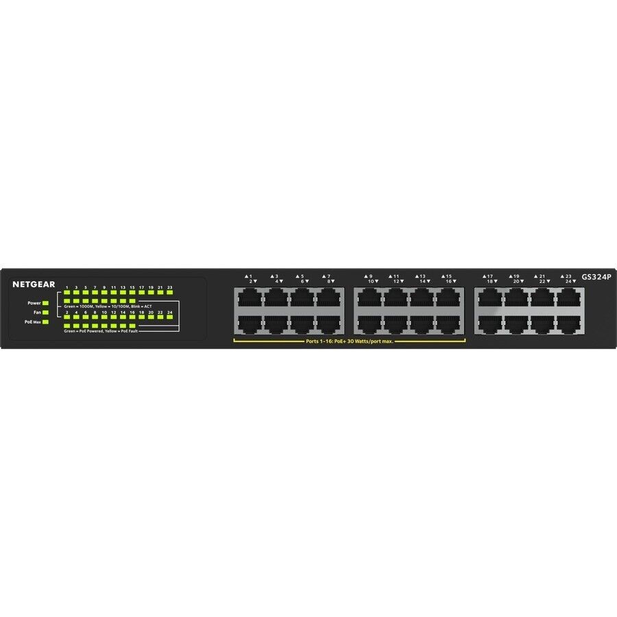 Netgear GS324P-100NAS 24 Port Gigabit Ethernet Unmanaged Switch w 16 PoE+ 190W
