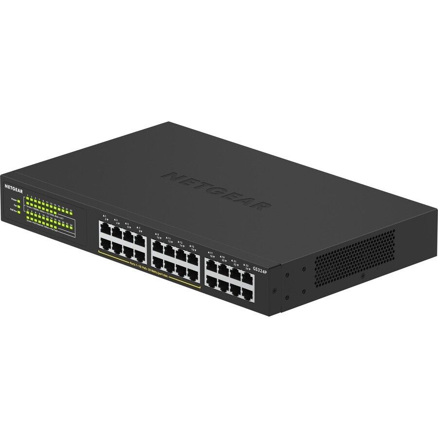 Netgear GS324P-100NAS 24 Port Gigabit Ethernet Unmanaged Switch w 16 PoE+ 190W