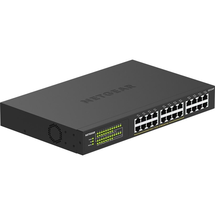 Netgear GS324P-100NAS 24 Port Gigabit Ethernet Unmanaged Switch w 16 PoE+ 190W