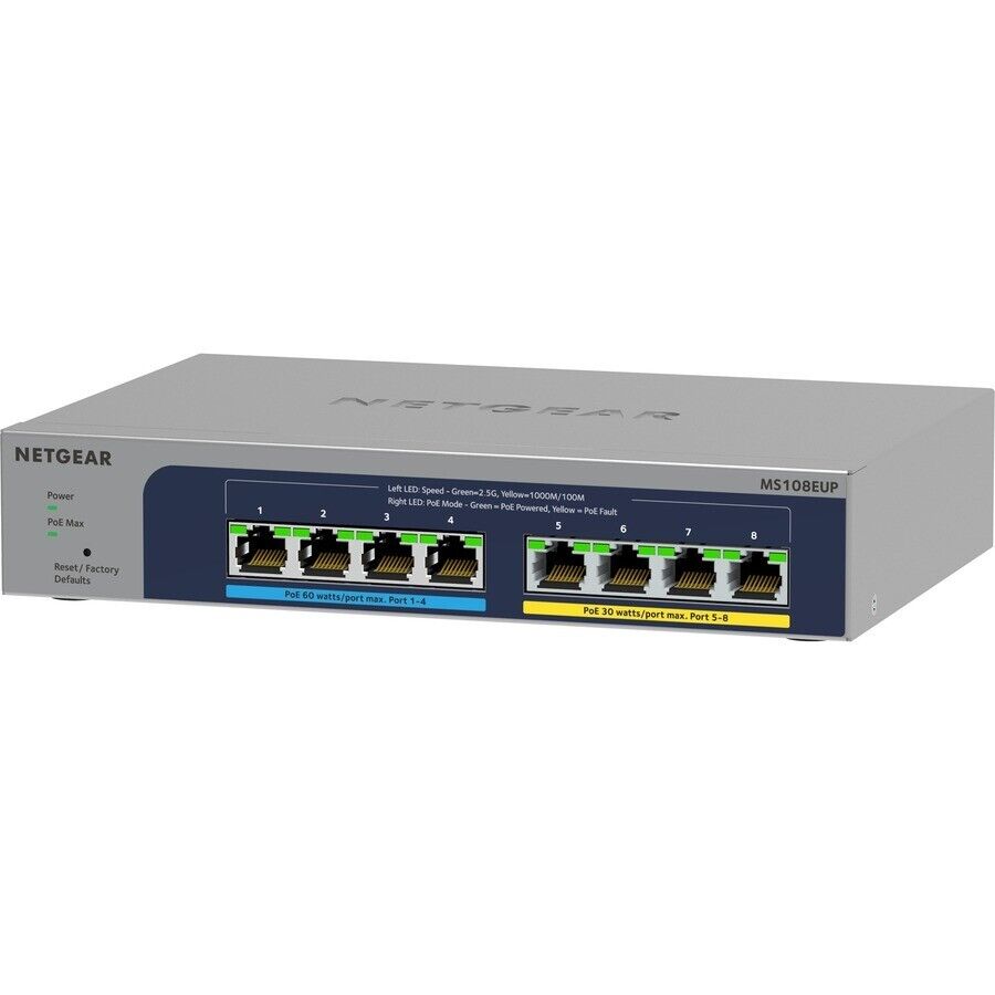 Netgear MS108EUP-100NAS 8 Port Ultra60 2.5 Gigabit 230W PoE Ethernet Plus Switch