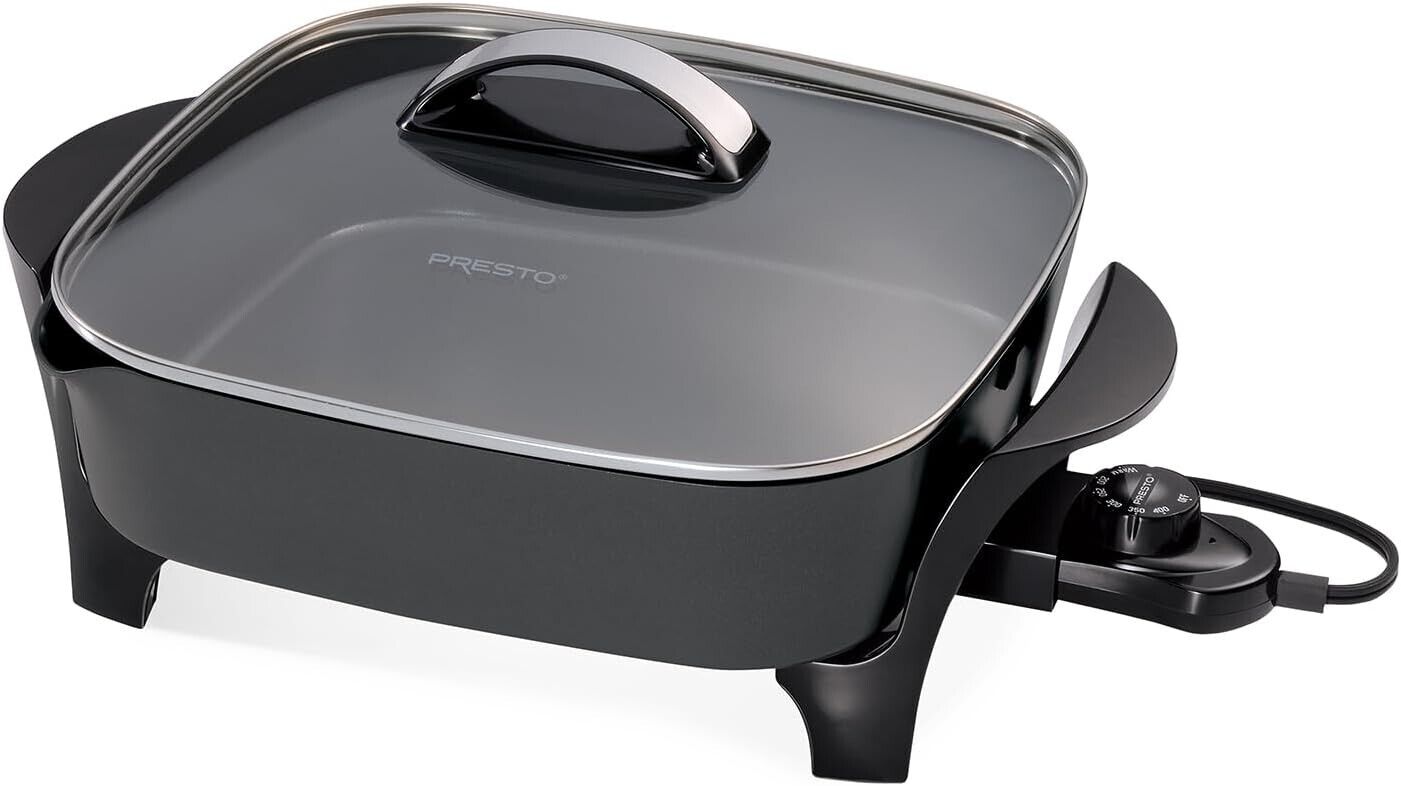 Presto 07117 12" Electric Skillet w Glass Cover Roast Fry Grill Stew Non-Stick
