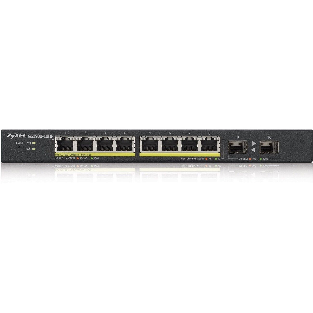 Zyxel GS1900-10HP 8 Port Gigabit Ethernet Smart Managed 8 PoE 77W 2 SFP Switch