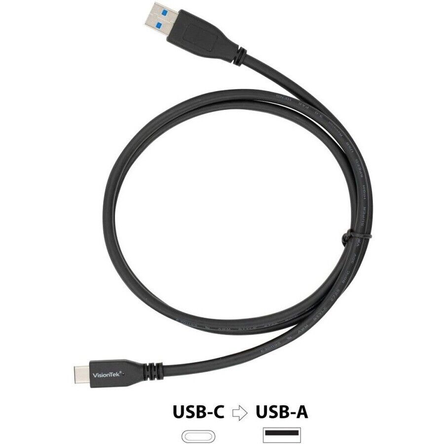 Visiontek 900826 3.3FT (1 Meter) USB-C to USB-A Male Male 60W 10Gbps Data Cable