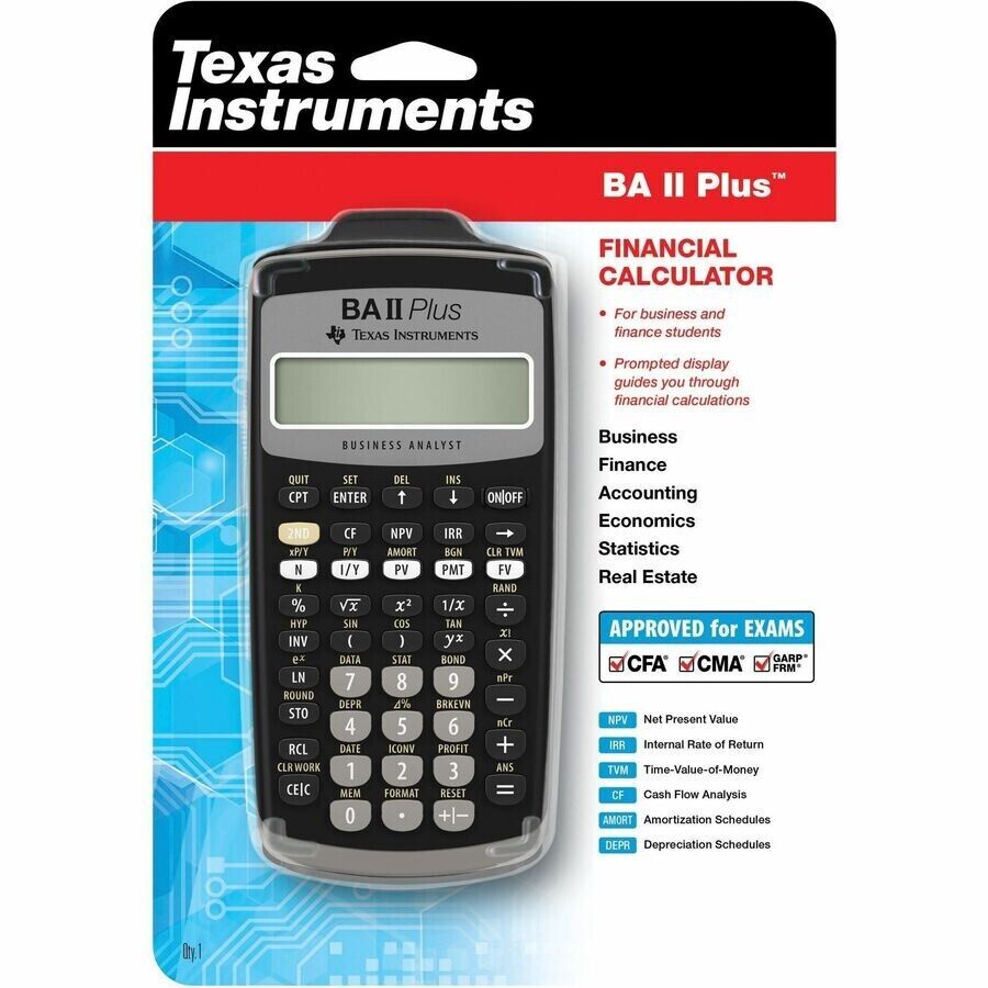 Texas Instruments IIBAPL/TBL/1L1 BA II Plus Financial Calculator 10 Digits