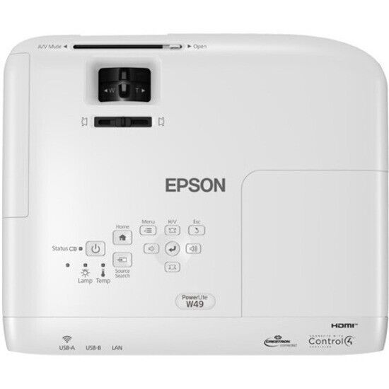 Epson V11H983020 PowerLite W49 LCD Projector 16:10 Ceiling Mnt 1280x800 HDMI USB