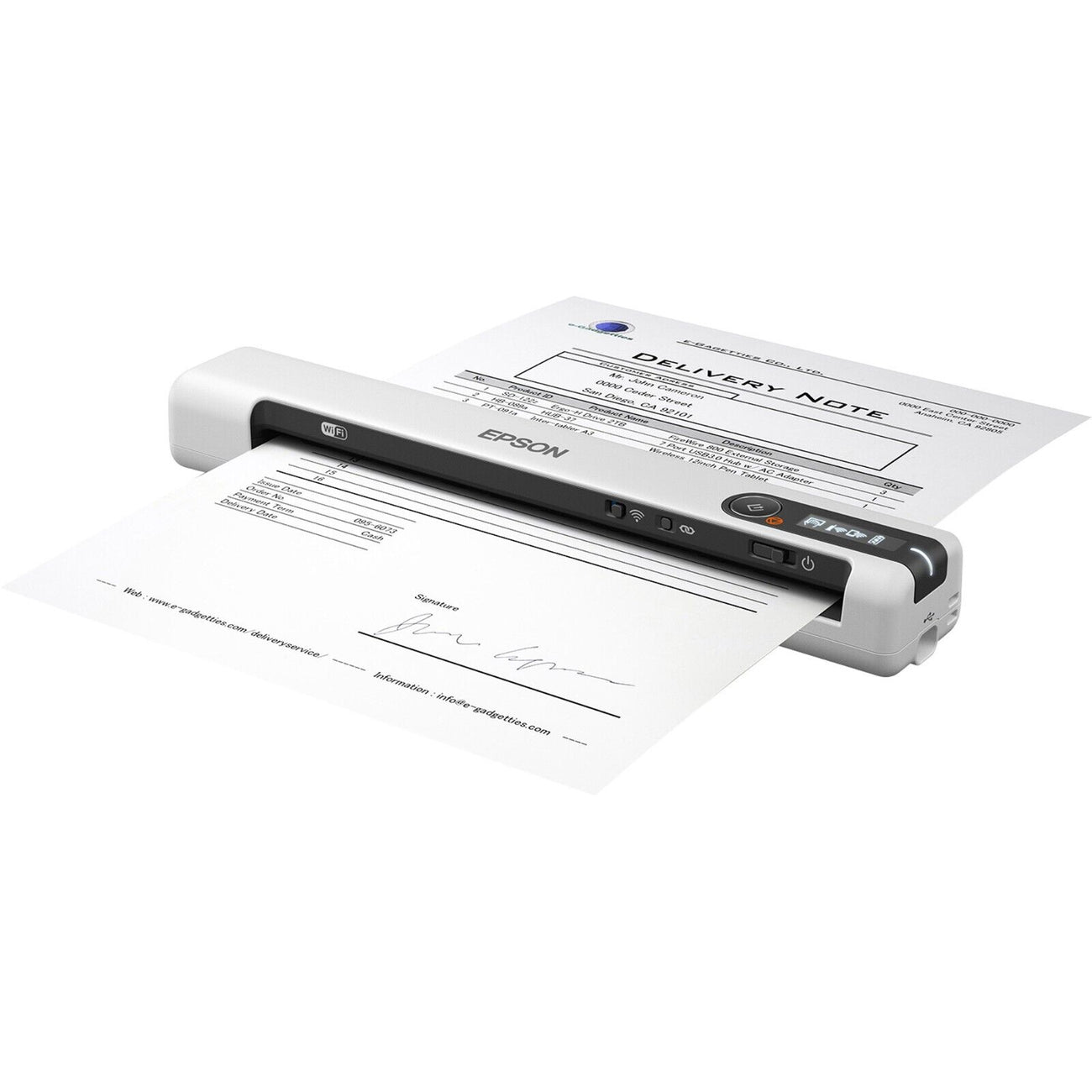 Epson B11B253202 DS-80W Sheetfed Wireless Portable Color Scanner 600dpi 15ppm