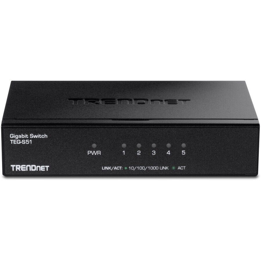 TRENDnet TEG-S51 5 Port Gigabit Desktop Ethernet Switch Quiet Fanless Metal Case