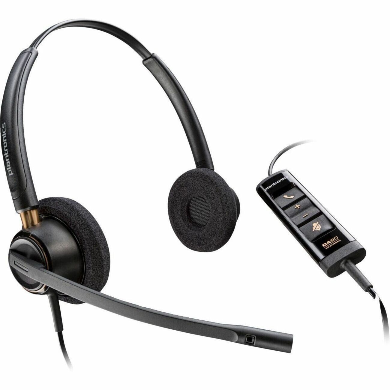 Poly 783R3AA EncorePro 525 USB Stereo Over the Head Headset InLine Control BLK