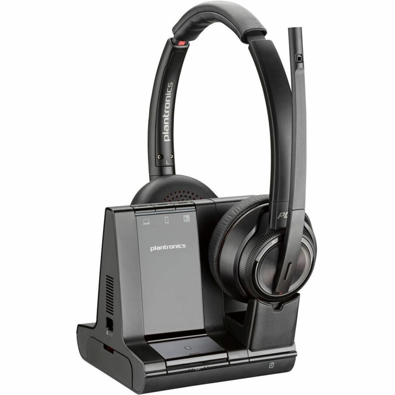Poly 7S4B6AA#ABA Savi 8220-M 3in1 Office Stereo Wireless DECT BT Headset w Stand