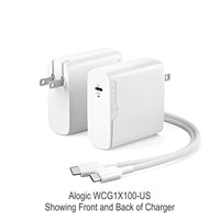 Alogic WCG1X100-US 1X100 Rapid Power 100W GaN Charger USB-C w 2M Cable White