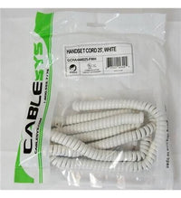 Cablesys 2500W 25' WHITE Telephone Handset RJ9 Curly Cord GCHA444025-FWH