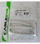 Cablesys 1200WH 12' WHITE Telephone Handset RJ9 Curly Cord GCHA444012-FWH
