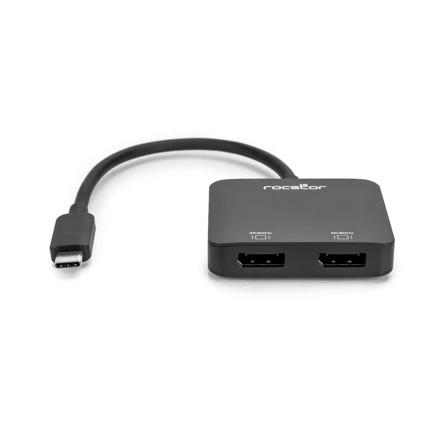 Rocstor Y10A201-B1 USB-C to Dual DisplayPort 4K 3840x2160 Adapter Splitter Gray