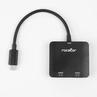 Rocstor Y10A201-B1 USB-C to Dual DisplayPort 4K 3840x2160 Adapter Splitter Gray