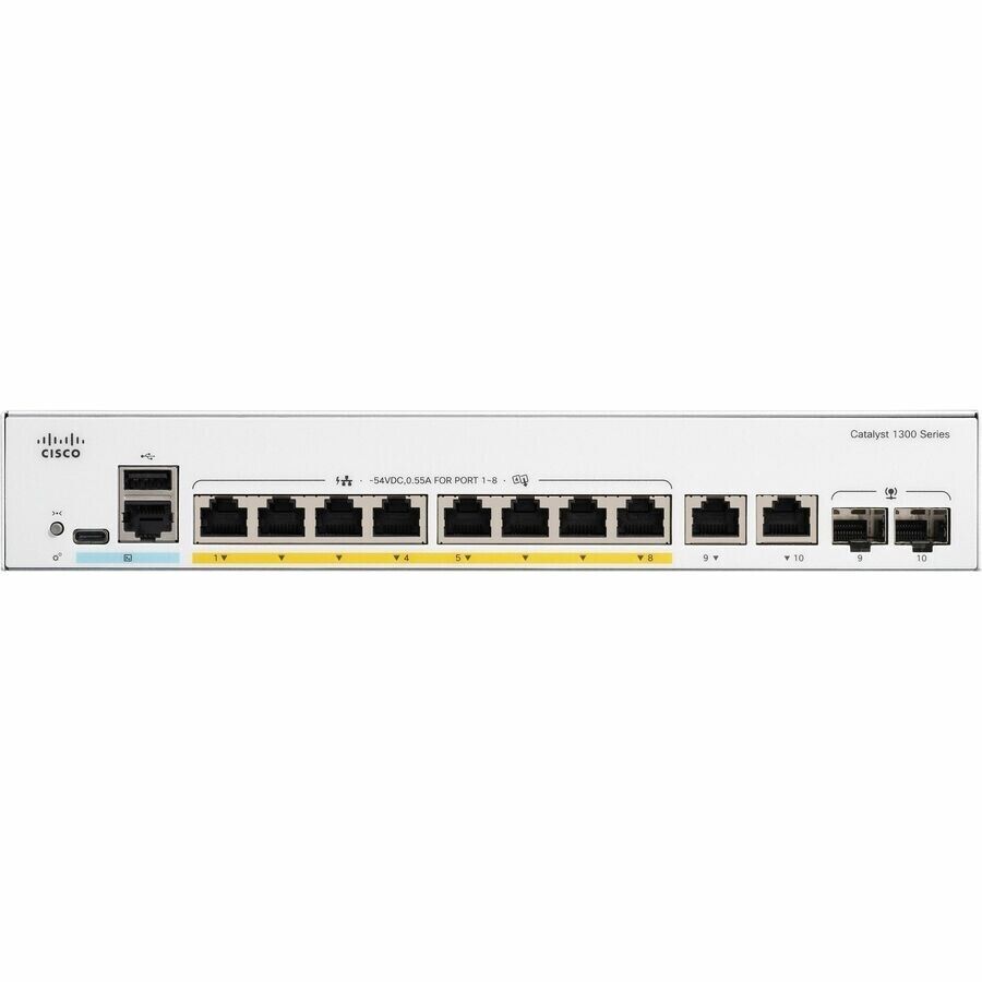 Cisco C1300-8P-E-2G Catalyst 8x Gig PoE+ 2x SFP Ethernet Managed Network Switch