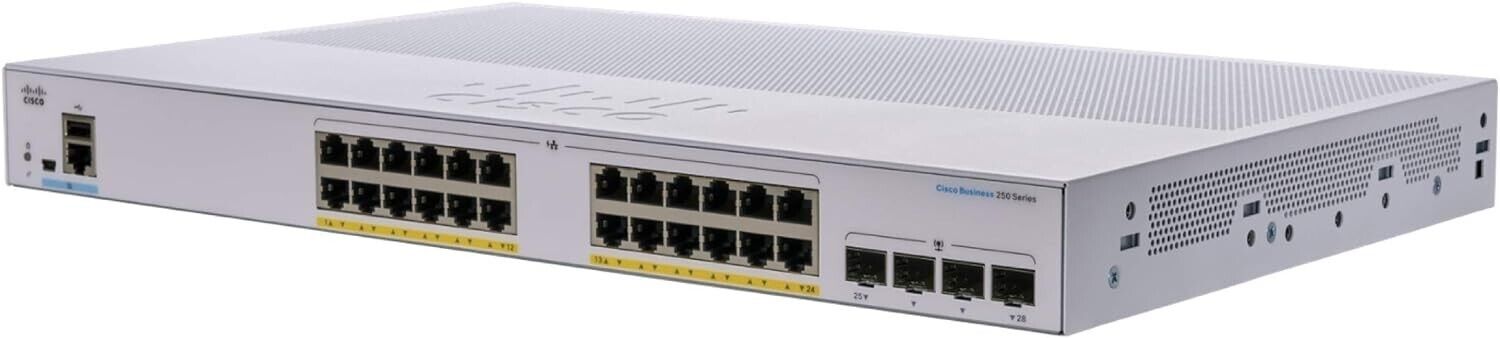 Cisco CBS250-24P-4X-NA 24 Ports PoE+ 4 10Giga 4 SFP+ Managed Network Switch