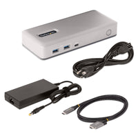 StarTech 101N-USBC-DOCK Dual-Monitor DP HDMI VGA USB-C Laptop Dock Station GRAY