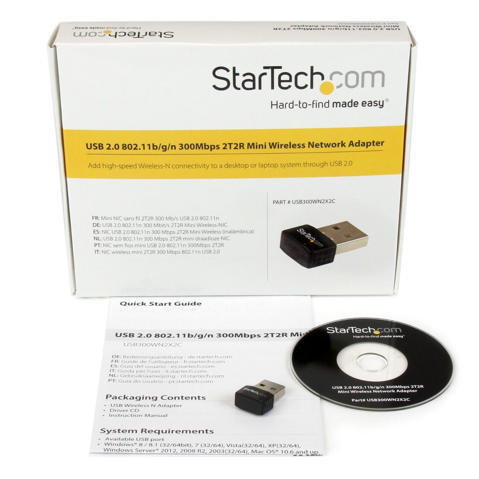 StarTech USB300WN2X2C USB Mini Wireless 802.11n 2T2R Network Adapter