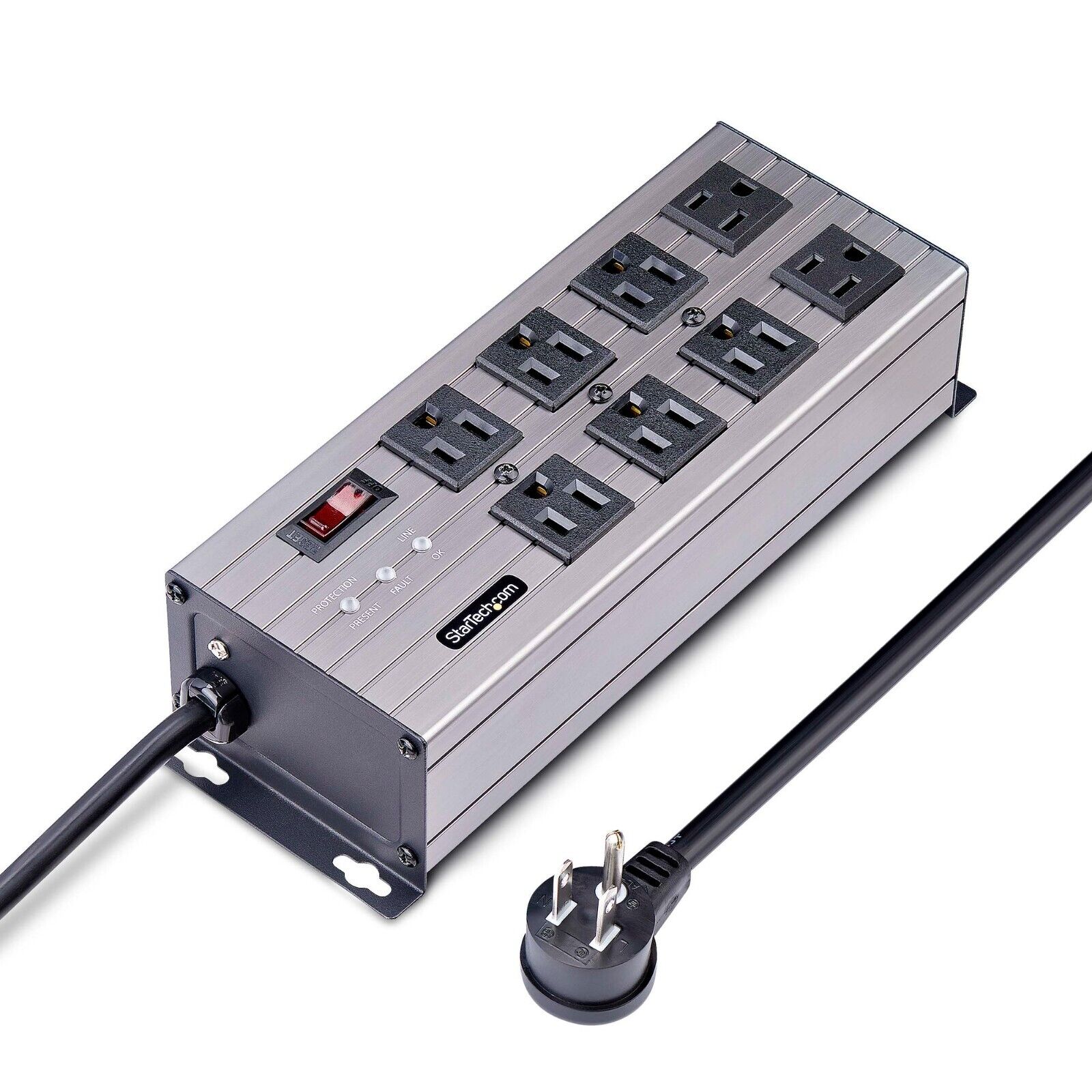 StarTech 8N515S12-POWER-STRIP 8-Port Indl Power 125V Surge Protection 12Ft Cord