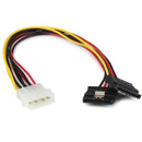 StarTech PYO2LP4LSATA 12" LP4 to 2x Latching Y SATA Power Cable Splitter Adapter