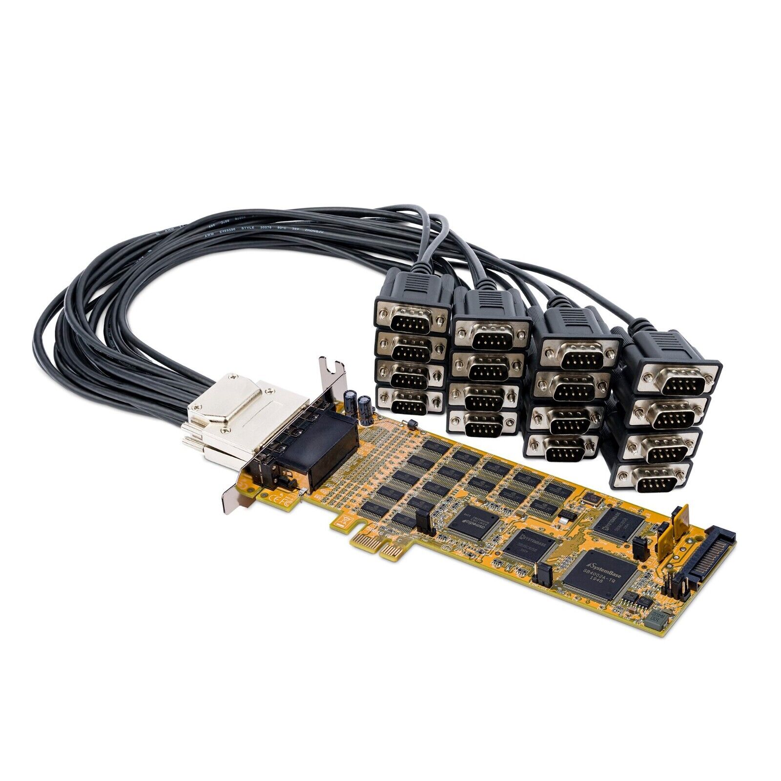 StarTech PEX16S550LP 16 Port RS232 DB9 Serials Adapter PCIe x1 LowP Card +Cables