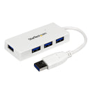 StarTech ST4300MINU3W 4 Port USB 3.0 SuperSpeed Mini Hub Compact Portable White