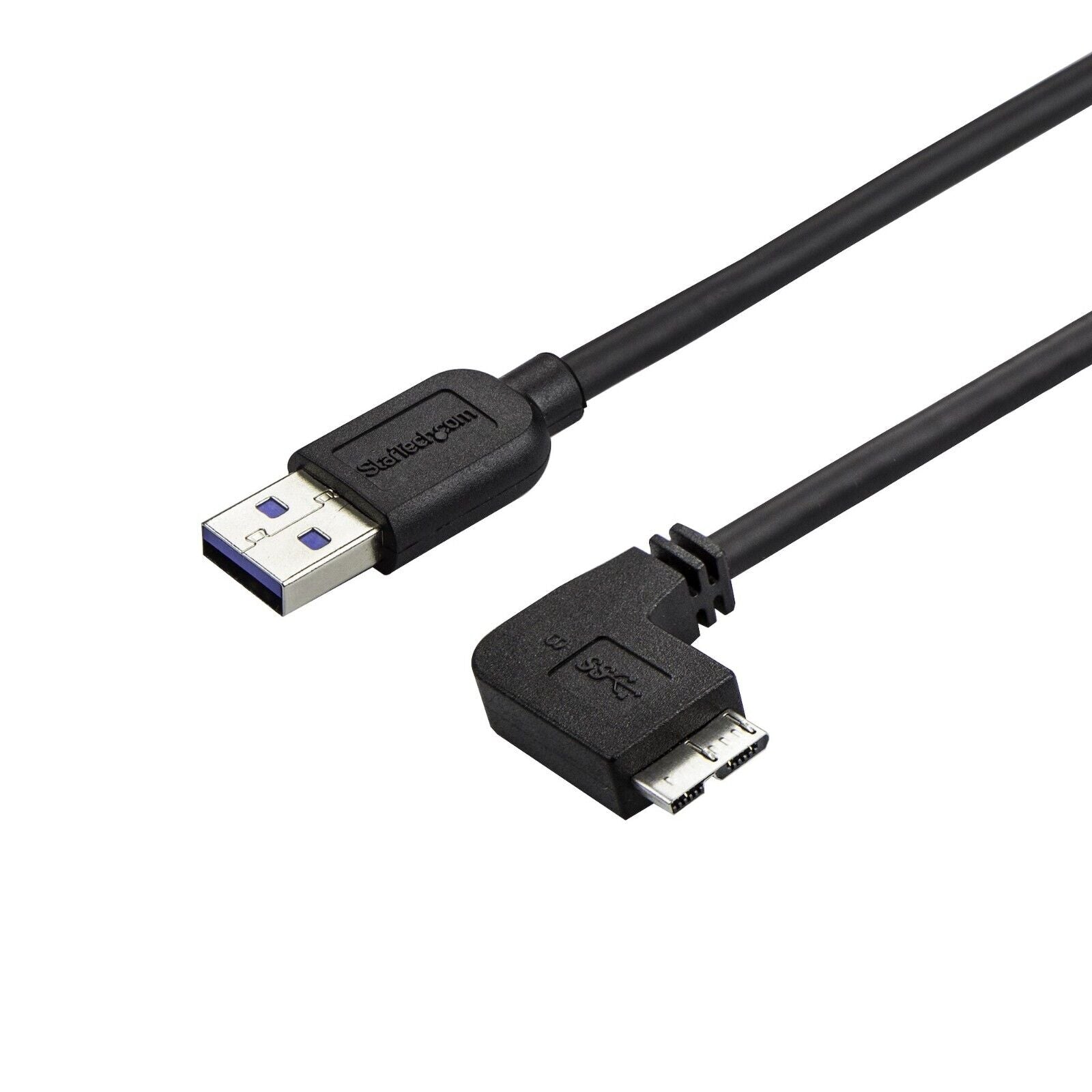 StarTech USB3AU50CMRS 20In (0.5M) USB-A to Micro-B Right Angle Slim Cable Black