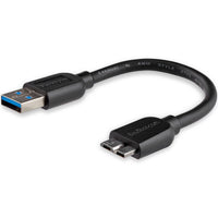 StarTech USB3AUB15CMS 6In USB A 3.0 to Micro B M/M Cable Slim SuperSpeed Black