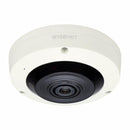 Hanwha XNF-8010R X-Series 6MP IR Indoor Fisheye Camera, 1.6mm Fixed Lens, Ivory