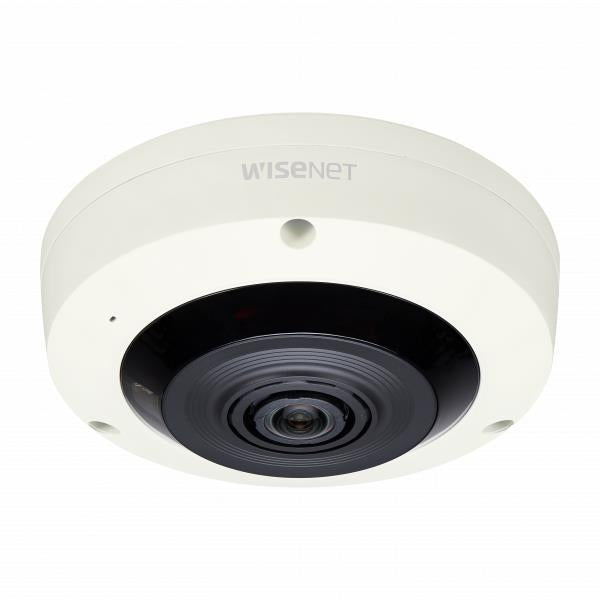 Hanwha XNF-8010R X-Series 6MP IR Indoor Fisheye Camera, 1.6mm Fixed Lens, Ivory