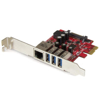 StarTech PEXUSB3S3GE 3 Port USB 3.0 Gigabit Ethernet PCIe Adapter Card Low Prof