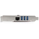 StarTech PEXUSB3S3GE 3 Port USB 3.0 Gigabit Ethernet PCIe Adapter Card Low Prof