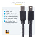 StarTech MDISPLPORT6 6Ft Mini DisplayPort mDP 1.2 Video UHD Cable TB Compat BLK