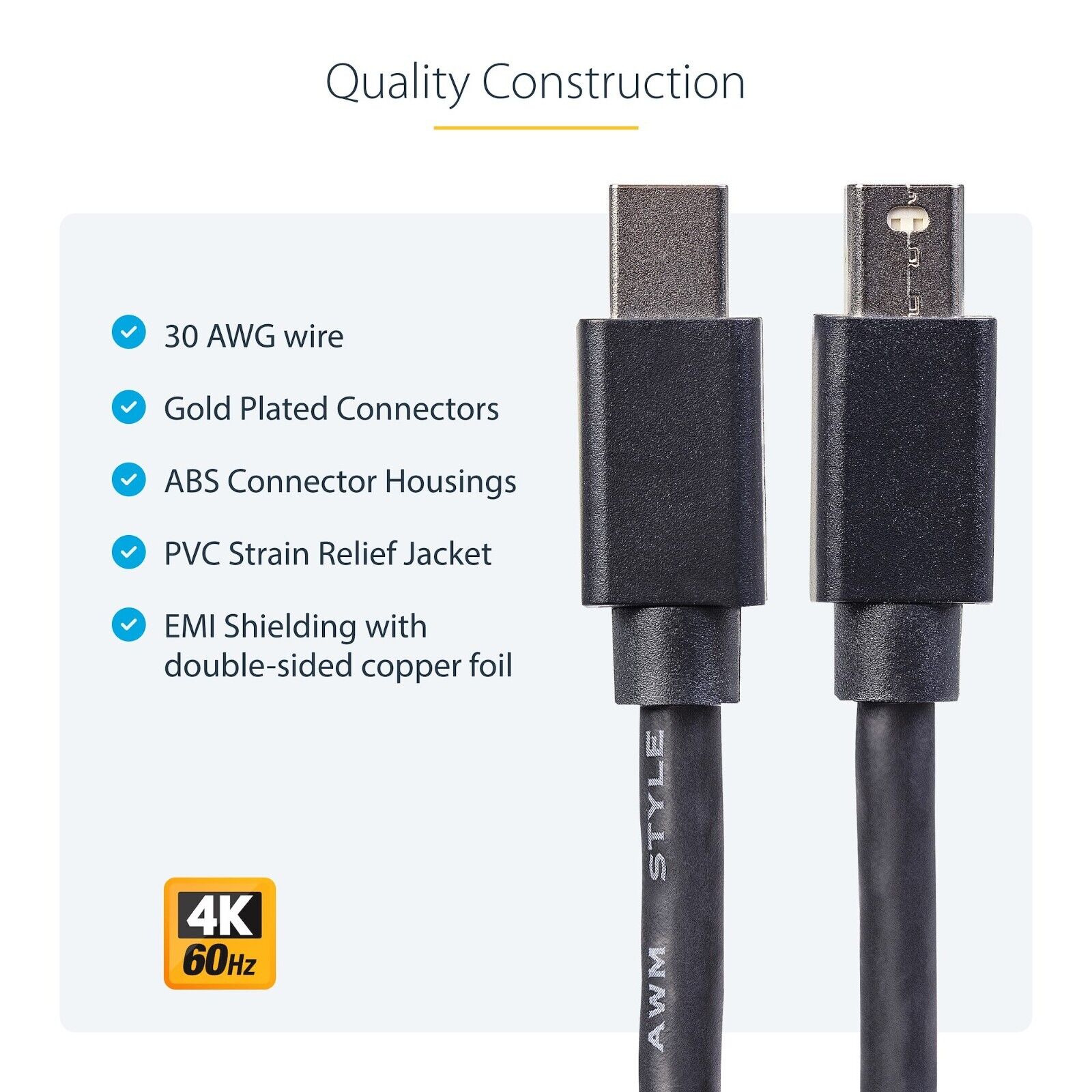 StarTech MDISPLPORT6 6Ft Mini DisplayPort mDP 1.2 Video UHD Cable TB Compat BLK