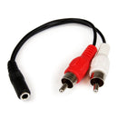 StarTech MUFMRCA 6In 3.5mm to RCA Splitter Stereo Female Adapter Cable Cord BLK